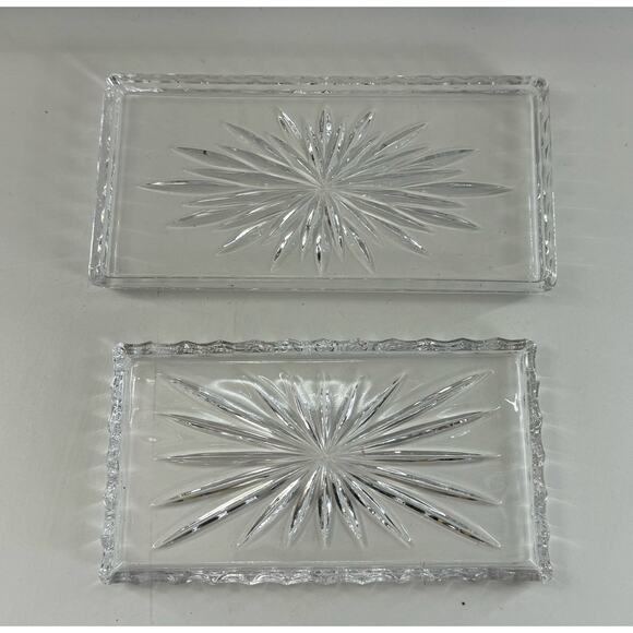 Lot Of 2 Vintage Sunburst Crystal Vanity Trays - Picture 2 of 7
